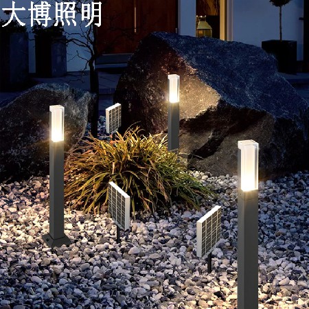 戶(hù)外LED太陽(yáng)能草坪燈公園草地照明亮化現(xiàn)代特色小方柱草坪燈批發(fā)