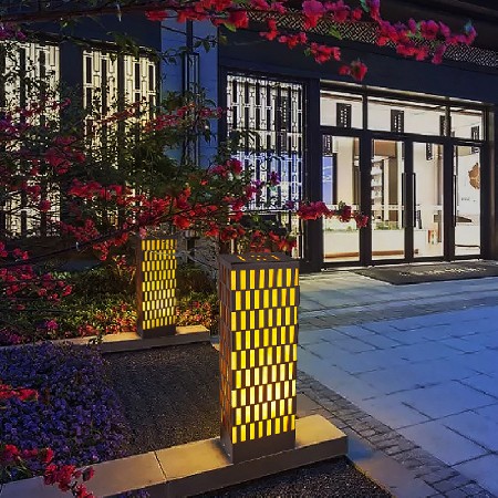 LED柱頭燈落地式新中式方形草坪燈小區工程特色燈廠家批發