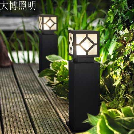 新中式庭院柱頭燈方形花紋圍欄批發(fā)不銹鋼柱頭燈廠(chǎng)家戶(hù)外草坪燈